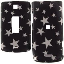 Wireless Emporium, Inc. Motorola W385 Black w/Silver Stars Snap-On Protector Case Faceplate