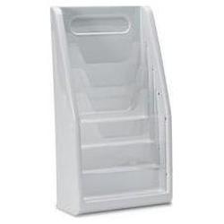 Deflecto Corporation Multi Tiered Magazine Holder, 4 Pockets, 10 3/8w x 5d x 19 3/4h, Gray Plastic (DEF52009)