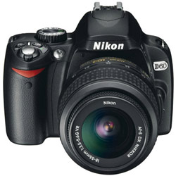 NIKON (SCANNER & DIGITAL CAMERAS) Nikon D60 10 Megapixel Digital SLR Camera with AF-S DX Nikkor 18-55mm f/3.5-5.6G VR Lens - 3x Optical Zoom - 2.5 Active Matrix TFT Color LCD
