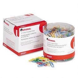 Universal Office Products No. 1 Size Vinyl Coated Wire Paper Clips, Assorted Colors, 500 Clips per Pack (UNV95001)