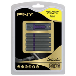 PNY MEMORY PNY 1GB USB 2.0 Flash Drive -(5 Pack) - 1 GB - USB - External