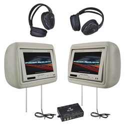 Power Acoustik POWER ACOUSTIK HD-88BG 8.8 Pre-Loaded Universal Headrest Monitiors With 2 RF Headpones (Beige)