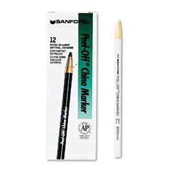 Faber Castell/Sanford Ink Company Peel Off® China Marker, White, Dozen (SAN02060)