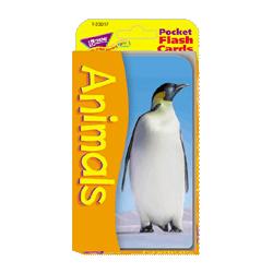 Trend Enterprises Pocket Flash Cards, 2 Sided, Animals, 56/Pack, 3-1/4 x5-1/4 (TEIT23017)