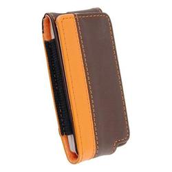 Eforcity Premium Leather Case for Apple iPod Nano, Brown / Orange