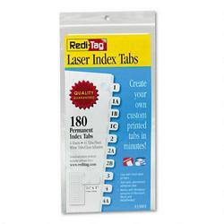 Redi-Tag/B. Thomas Enterprises Printable Laser Index Tabs, Self Stick Plastic, 7/16 x 1, White, 180/Pack (RTG33001)