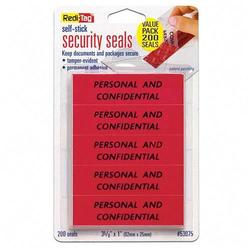 Redi-Tag/B. Thomas Enterprises Redi-Tag Self Stick Security Seal - 1 Width x 3.62 Length - Permanent - 200 / Pack - Red