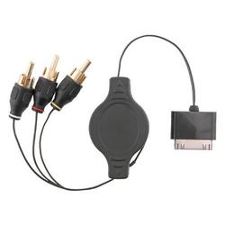 Eforcity Retractable Apple iPod AV Composite Cable, Black