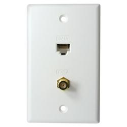 SCP Wire & Cable 121-WH CATV and CAT 5e Wallplate