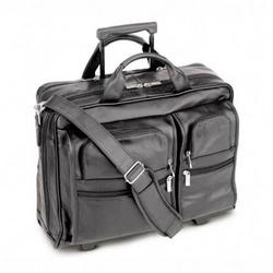 United States Luggage SOLO 15.4 Rolling Laptop Case - Leather - Black