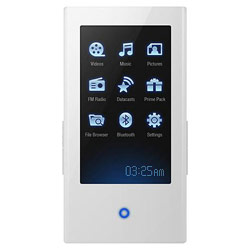 Samsung 4GB Slimline Portable MP3/Video Player with 3 Widescreen Color Touch Screen, Bluetooth & FM Tuner (White)