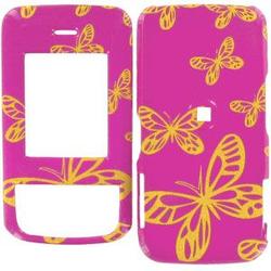 Wireless Emporium, Inc. Samsung Blast SGH-T729 Hot Pink w/Glitter Butterflies Snap-On Protector Case Faceplate