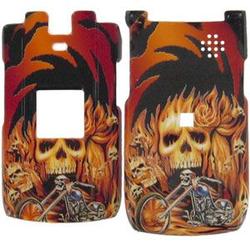 Wireless Emporium, Inc. Sanyo 6650/Katana II Flaming Skull On Bike Snap-On Protector Case Faceplate