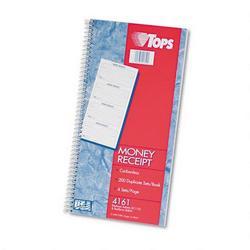 Tops Business Forms Spiralbound Carbonless Rent/Money Receipt Book, Duplicate, 200 Sets/Book (TOP4161)