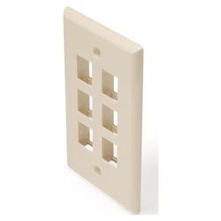 Steren 6 Socket Keystone Faceplate - Almond