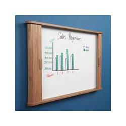 Balt Inc. Tambour Door Enclosed Dry Erase Board Cabinet, 44w x 4d x 32h, Mahogany (BLT28060)