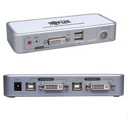 Tripp Lite B004-DUA2-K-R 2-Port DVI/USB KVM Switch - 2 x 1 - 2 x DVI-I Monitor