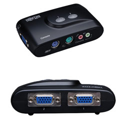Tripp Lite B004-VPA2-K-R 2-Port KVM Switch - 2 x 1 - 2 x HD-15 Keyboard/Mouse/Video