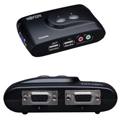 Tripp Lite B004-VUA2-K-R 2-Port USB KVM Switch - 2 x 1 - 2 x HD-15 Keyboard/Mouse/Video