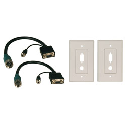 Tripp Lite Easy Pull Long-Run Display Connector Kit- Type-A Connector Kit w/ HD15 F/F, 3.5mm F/F & (2) Wall Plates, 1 ft. pigtails