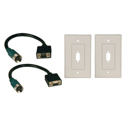 Tripp Lite Easy Pull Long-Run Display Connector Kit- Type-A Kit w/ HD15 F/F, 1 ft. Pigtails & (2) Wall Plates