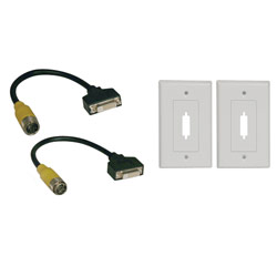 Tripp Lite Easy Pull Long-Run Display Connector Kit- Type-B Kit w/ DVI-D Single Link, F/F - 1 ft. Pigtails & 2 Wall Plates