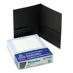 Esselte Pendaflex Corp. Twin Pocket Leatherette Grained Portfolios, Black, 25/Box (ESS57506)