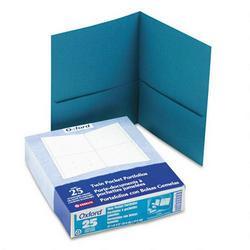 Esselte Pendaflex Corp. Twin Pocket Leatherette Grained Portfolios, Teal, 25/Box (ESS57555)