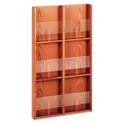 Buddy Products Up to 6 Pocket Wood Literature Display Wall Rack, Medium Oak (BDY64211)