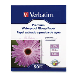 VERBATIM CORPORATION Verbatim 8.5 x11 AquaAce Glossy Waterproof Paper 50Pk UV Resist - Ricoh Color Laser Compat