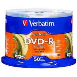 VERBATIM CORPORATION Verbatim LightScribe 16x DVD-R Media - 4.7GB - 50 Pack Spindle