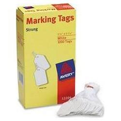 Avery-Dennison White Price Tags, Strung with White Twine, 1 3/4 x 1 3/32, 1000/Box (AVE12204)