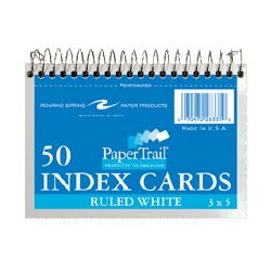 Roaring Spring Paper Products Wirebound Index Cards,5 x3-1/2 ,50 SH,Ruled,Perforated,White (ROA28335)