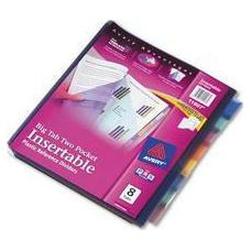 Avery-Dennison WorkSaver® Big Tab Plastic Dividers with Double Slash Pocket, Multicolor, 8 Tab Set (AVE11907)