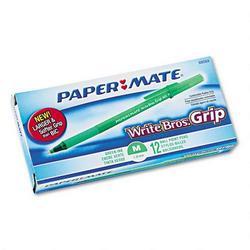Papermate/Sanford Ink Company Write Bros. Grip Ballpoint Pen, Medium Point, Green Ink, Dozen (PAP88084)