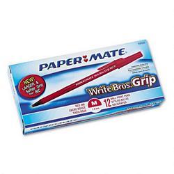 Papermate/Sanford Ink Company Write Bros. Grip Ballpoint Pen, Medium Point, Red Ink, Dozen (PAP88081)