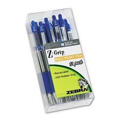 Zebra Pen Corp. Z Grip™ Disposable Retractable Ballpoint Pen, Medium Point, Blue Ink, Dozen (ZEB22220)