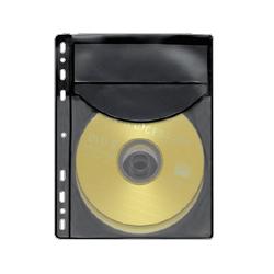 Compucessory DVD Storage Sleeves,Half Sheet,Header Lbl.,2 Cap,10/Pack,Black (CCS25501)