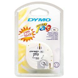 DYMO LetraTag 10697 Paper Tape - 0.5 x 13'' - 2 x Roll - Black, White