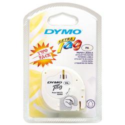 DYMO LetraTag 10697 Paper Tape - 0.5 x 13'' - 2 x Roll - Black, White