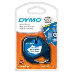 DYMO LetraTag 91331 Polyester Tape - 0.5 x 12.8ft - 1 x Roll - Black, White
