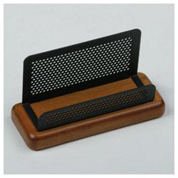 RubberMaid Distinctions™ Business Card Holder, Rich Cherry Wood/Black Metal (ROL22751)