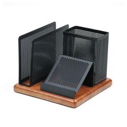 RubberMaid Distinctions™ Desk Organizer, Rich Cherry Wood/ Black Metal (ROL23550)