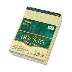 Tops Business Forms Docket® Letter Size Narrow Rule Double Pad, Canary, 100 Sheets/Pad, 6/Pack (TOP63376)