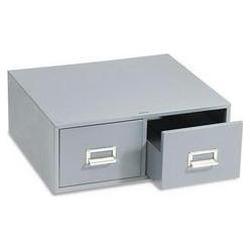 Buddy Products Double Drawer Steel 5 x 8 Card Cabinet, 16 Deep, 3000-Card Capacity, Gray (BDY16581)