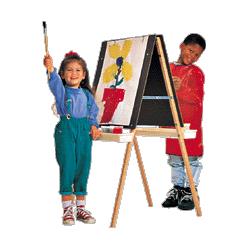 QUARTET Double Panel Easel, Height Adjustable, Natural Oak (QRTXEH007)