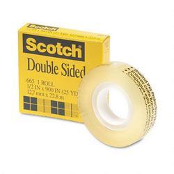 3M Double-Sided Tape, 1 Core, 1/2 x25Yards, Clear (MMM66512X25)