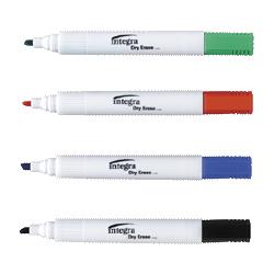 Integra Dry Erase Marker, Chisel Tip, 4EA/Pack, Black,Blue,Red,Green (ITA30015)