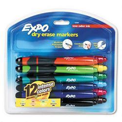 Faber Castell/Sanford Ink Company EXPO® Chisel Tip Markers with Eraser and Grip, 12-Color Set, Ultra Fine (SAN83888)