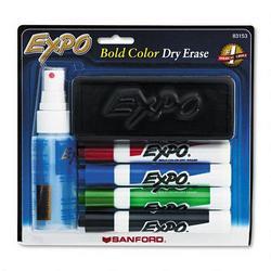 Faber Castell/Sanford Ink Company EXPO® Dry Erase Starter Set: Eraser, 2-oz. Bottle Cleaner, 4 Chisel Tip Markers (SAN83153)